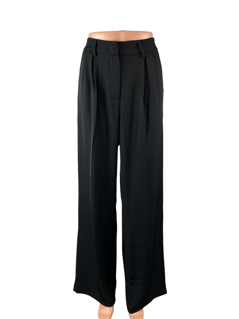 Sassy Zoey Women's Black High Waisted Pleated Wide Leg Trousers Dress Pants Sz M